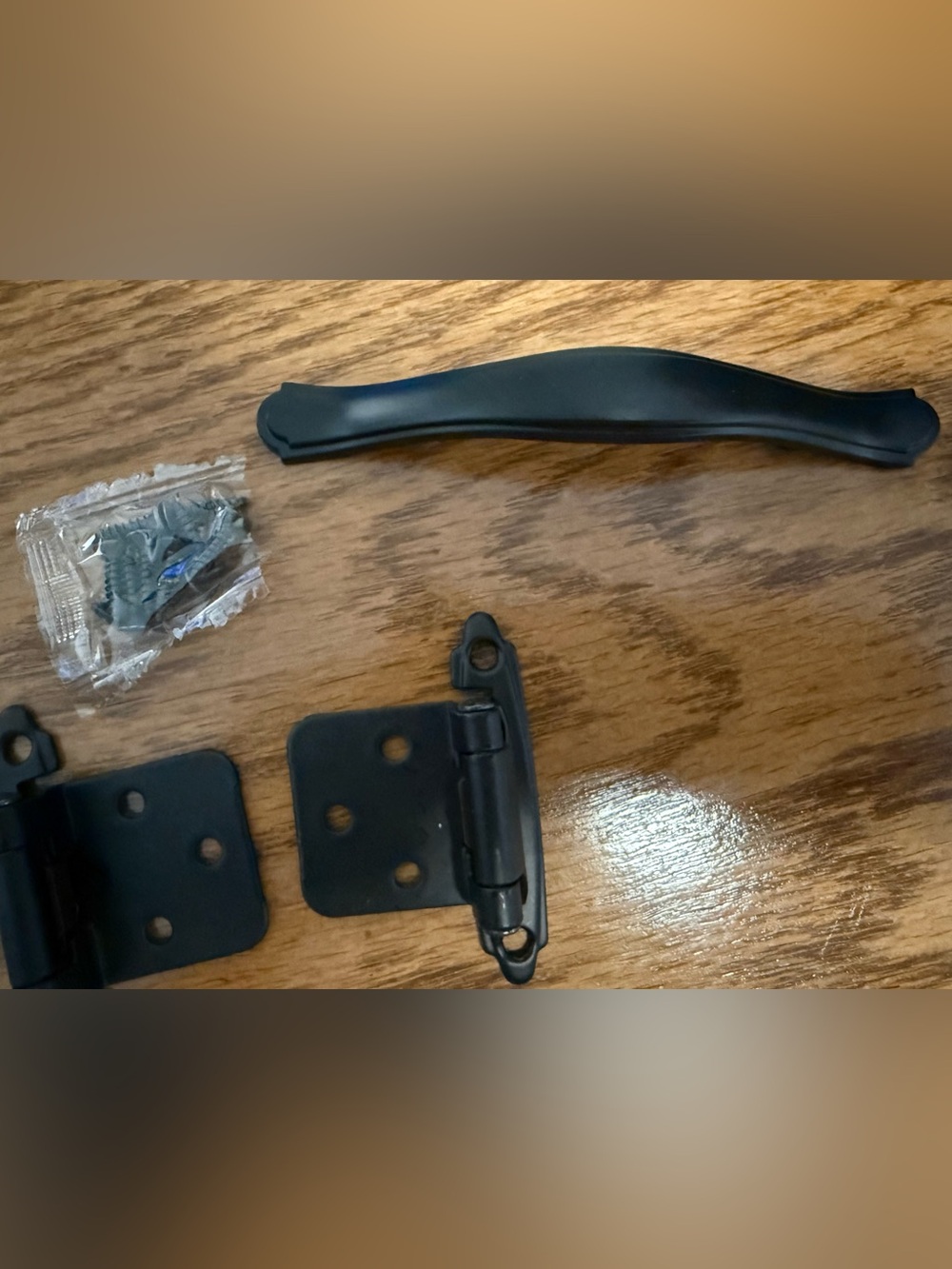 Matte Black Cabinet Handle and Hinges Hardware Set